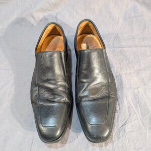 Magnanni Black Leather Slip On Loafers Men Size 12